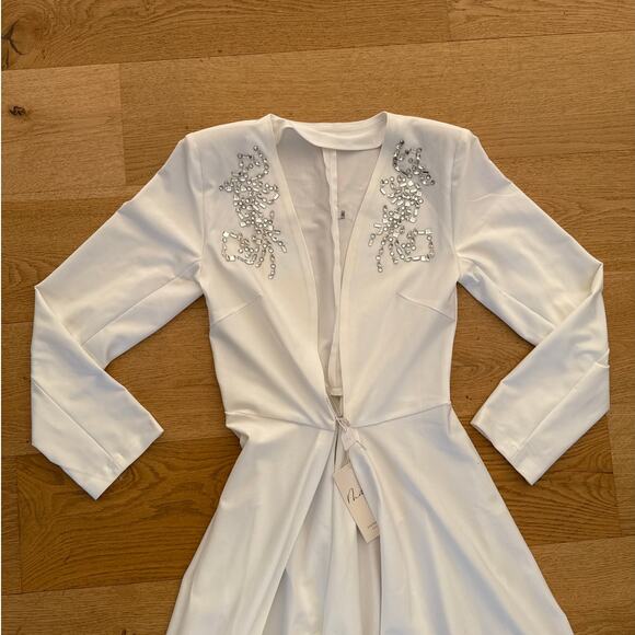 Mew Mews - Roise Crystal Embellished Maxi Coat in White - Picture 2 of 8